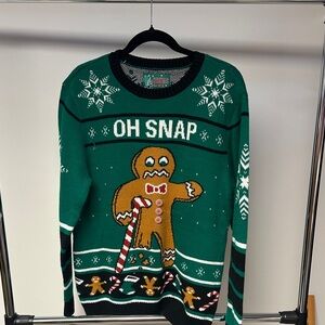 Ugly Christmas Sweater Green 'Oh Snap' Gingerbread Crewneck